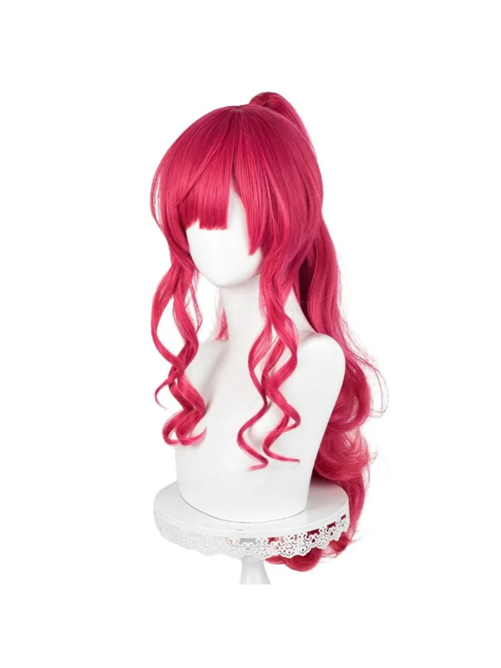 Women's 31.5 Inch Long Pink Red Wig Straight Synthetic Cosplay Halloween Costume
